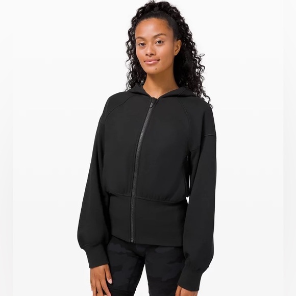 lululemon athletica Tops - Lululemon Athletica Hugged-Waist Cotton Zip Hoodie in Black